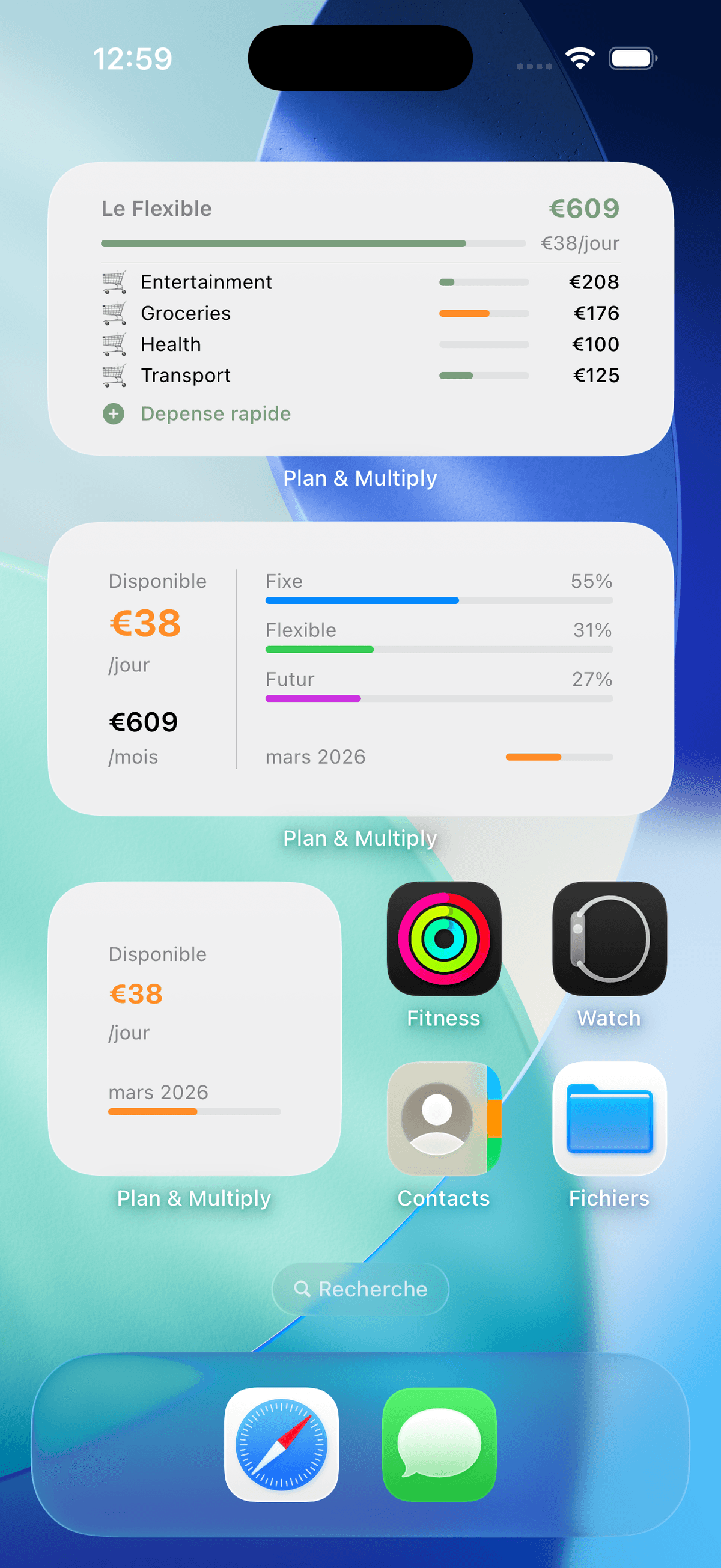 Widget: presupuesto en la pantalla de inicio