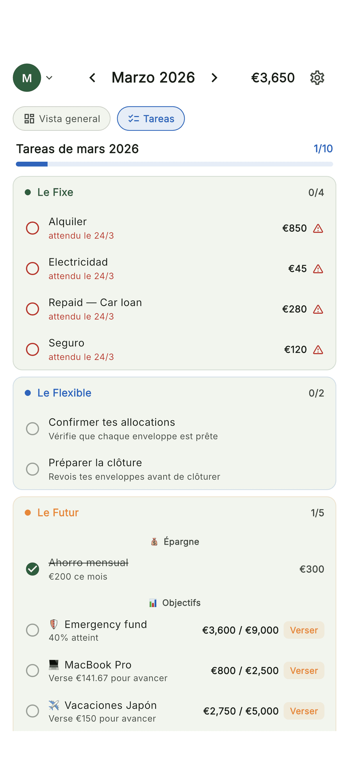 Tus tareas financieras del mes