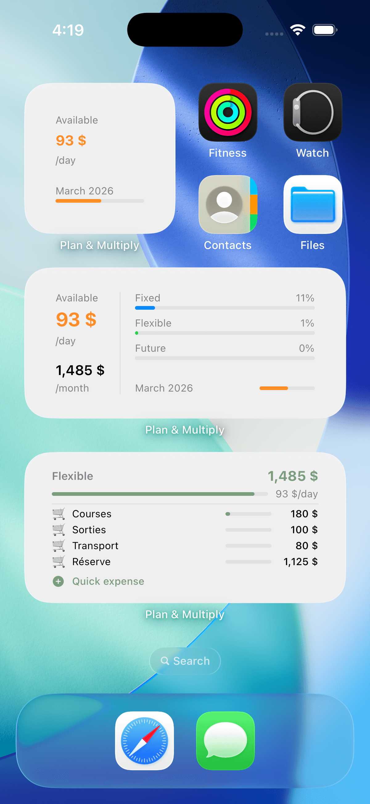Widget: your budget on your home screen