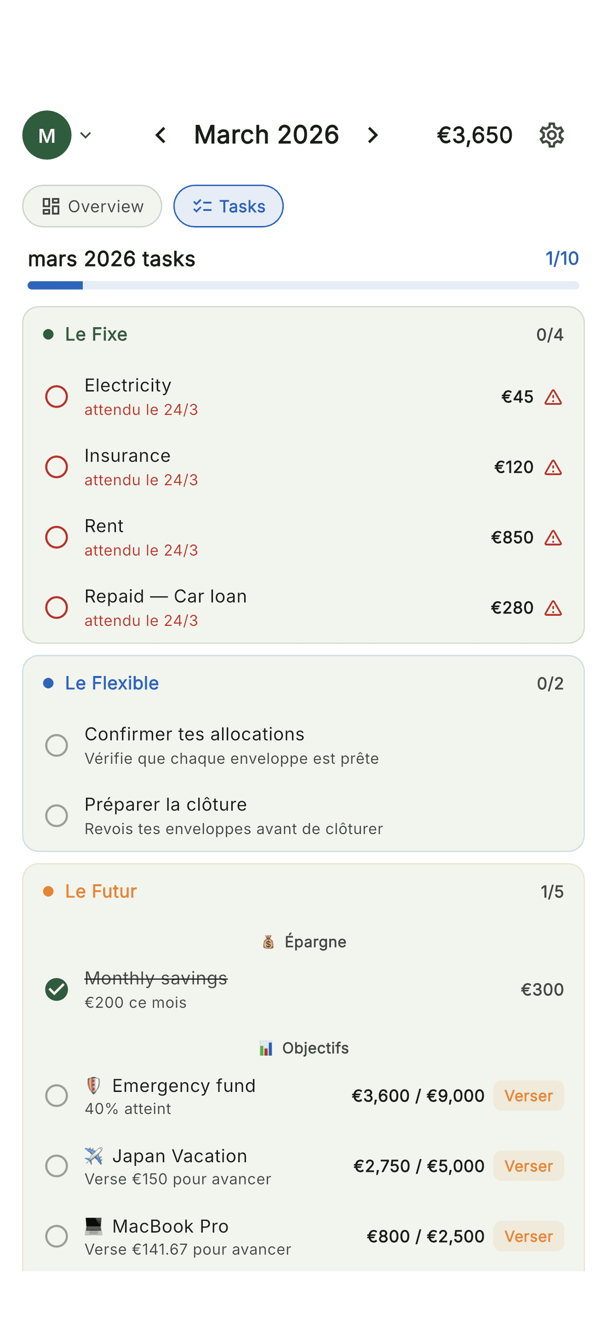 Your monthly financial tasks