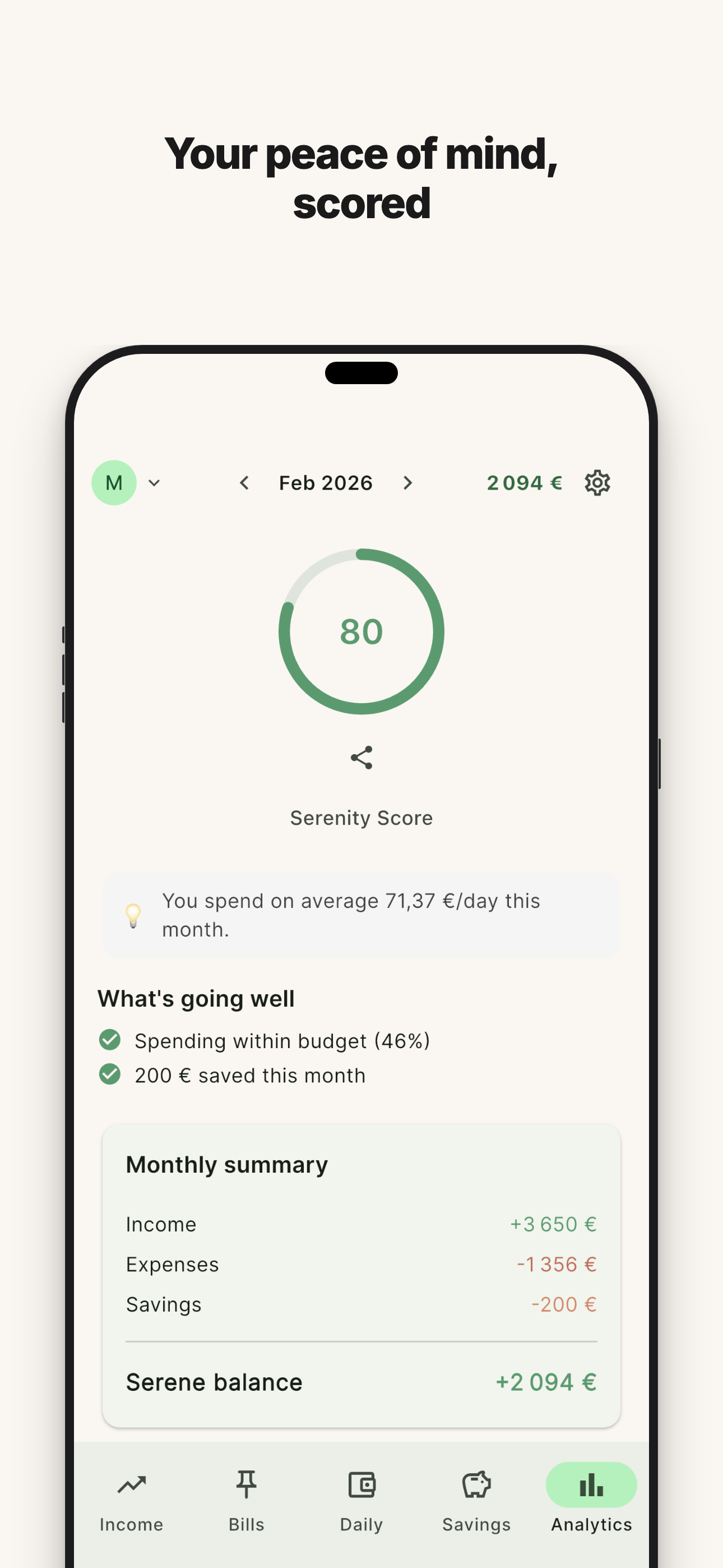 Suivez votre Score de Sérénité
